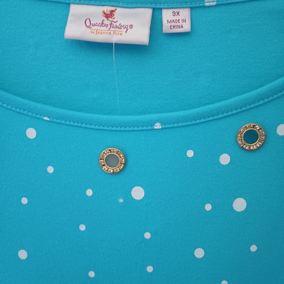 Quacker Factory Rhinestone Polka Dot 3/4 Sleeve Top - Picture 3 of 4